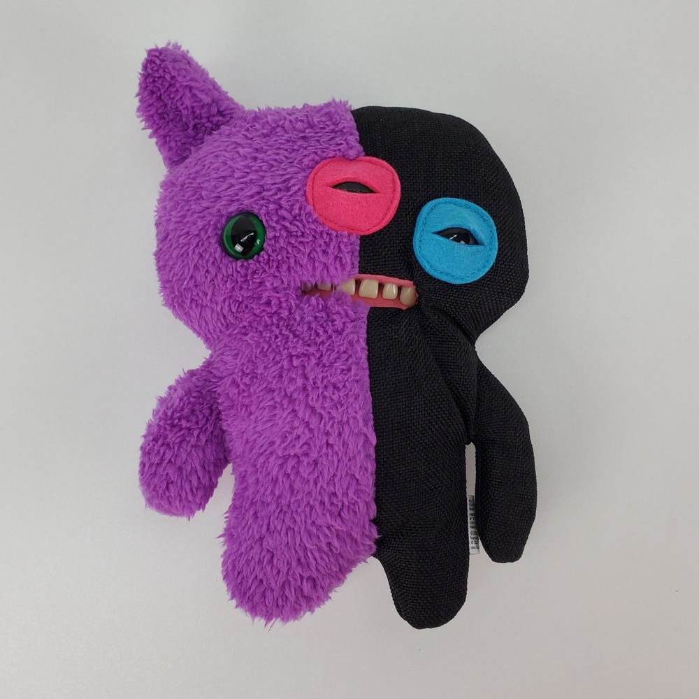 Fuggler Funny Ugly Monster Plush Zuru Spin Master Purple Black Split Design 9"